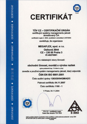Certifikát TUV CZ
